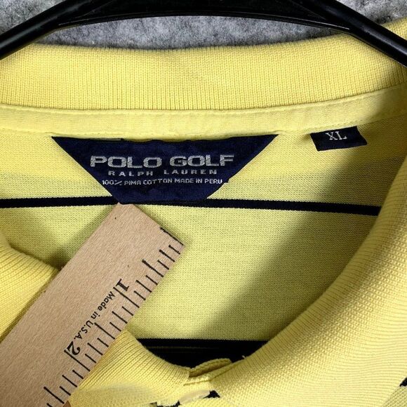Ralph Lauren Polo Shirt Adult Extra‎ Large XL Yellow Black Stripes Golf Mens - Picture 7 of 9